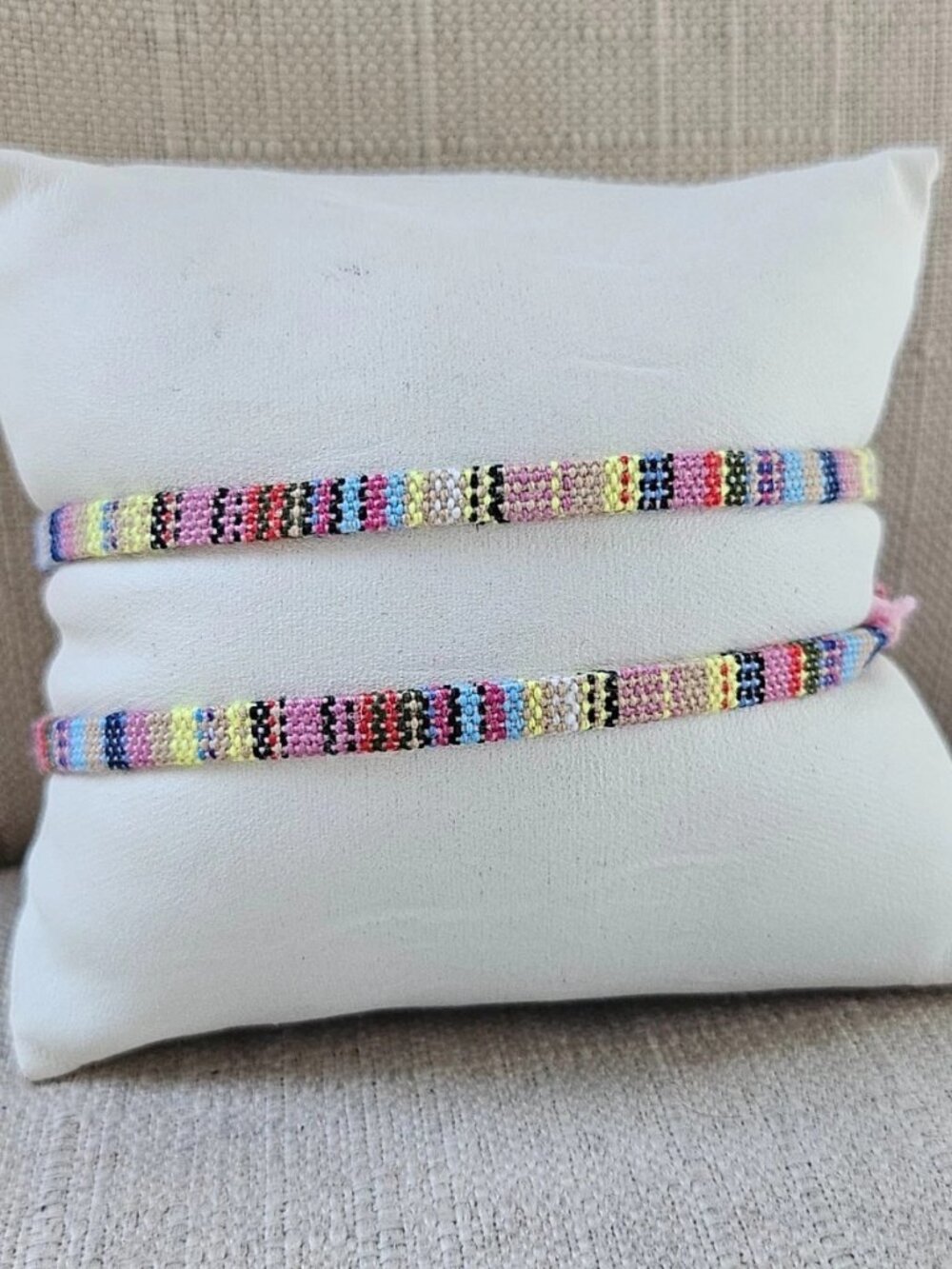 Lot of 2 Wristband Multi Color Canvas Bracelet Fashion Jewelrty Size adjustable